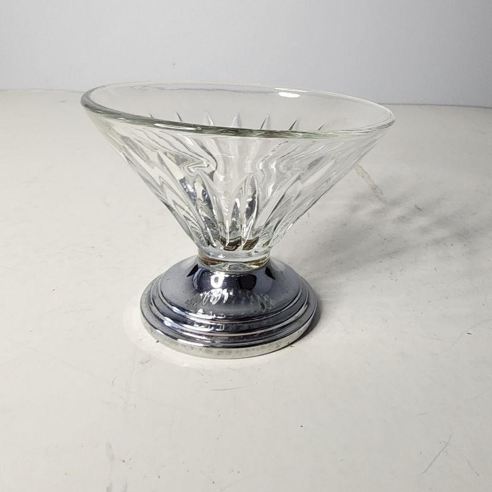 Vintage 1930-40’s Sherbet/Ice Cream Dish Crystal & Silver Plate
